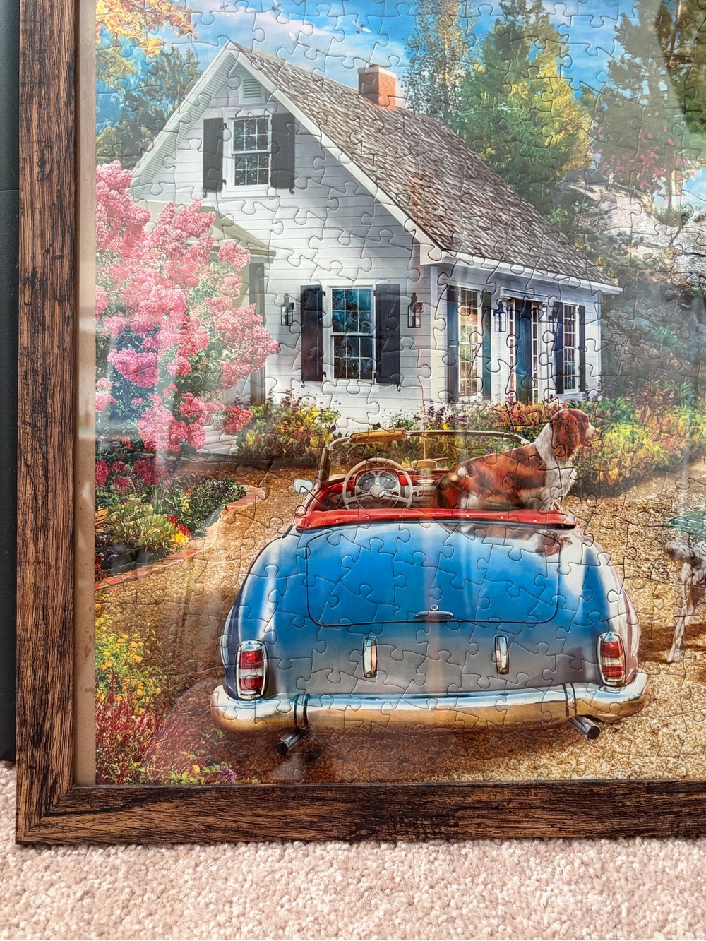 Scenic Lakeside Puzzle Art - Dogs by Cottage - Picture 6 of 7